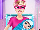 Play Barbie superhero and the new born baby