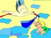 Play Kids coloring: stork and baby