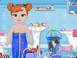 Play Frozen baby bathroom cleaning now