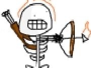 Play Bad game featureing a Skeleton who is on fire shooting arrows at wooden ships. now