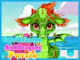 Play Cute unicorns and dragons puzzle now