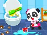 Play Baby panda house cleaning